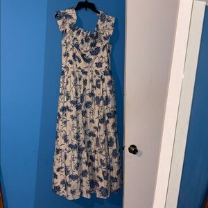 Abercrombie & Fitch Blue Floral Ruffle Dress – Cottagecore – Women’s L